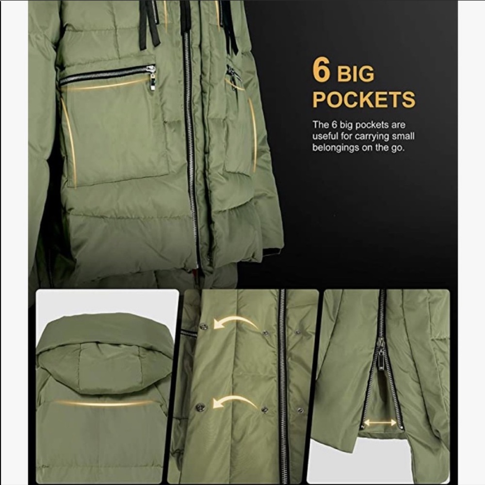 Orolay women’s army green thickened down puffer jacket - Picture 6 of 15